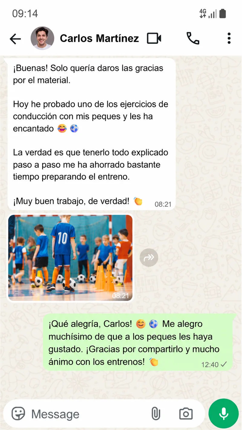 Mensaje de Carlos Martínez sobre Futsal Dinámico Infantil